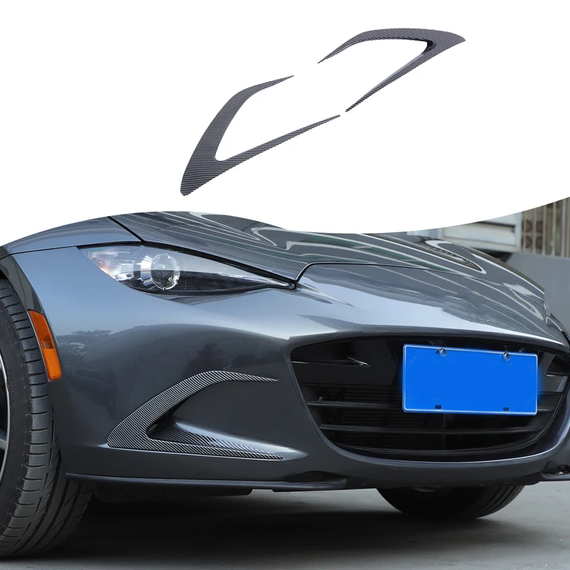 

2 шт. ABS углеродное волокно для Mazda MX-5 2016 + передний бампер автомобиля с обеих сторон, решетка, декоративная рамка, наклейка, защитные аксессуары