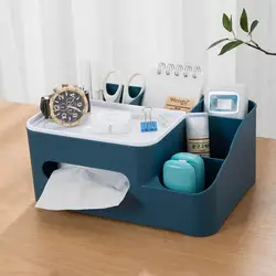 Tissue Box Napkin Holder Remote Control Desk Organizer Office Multifunctional Home Sundries Container Storage Box