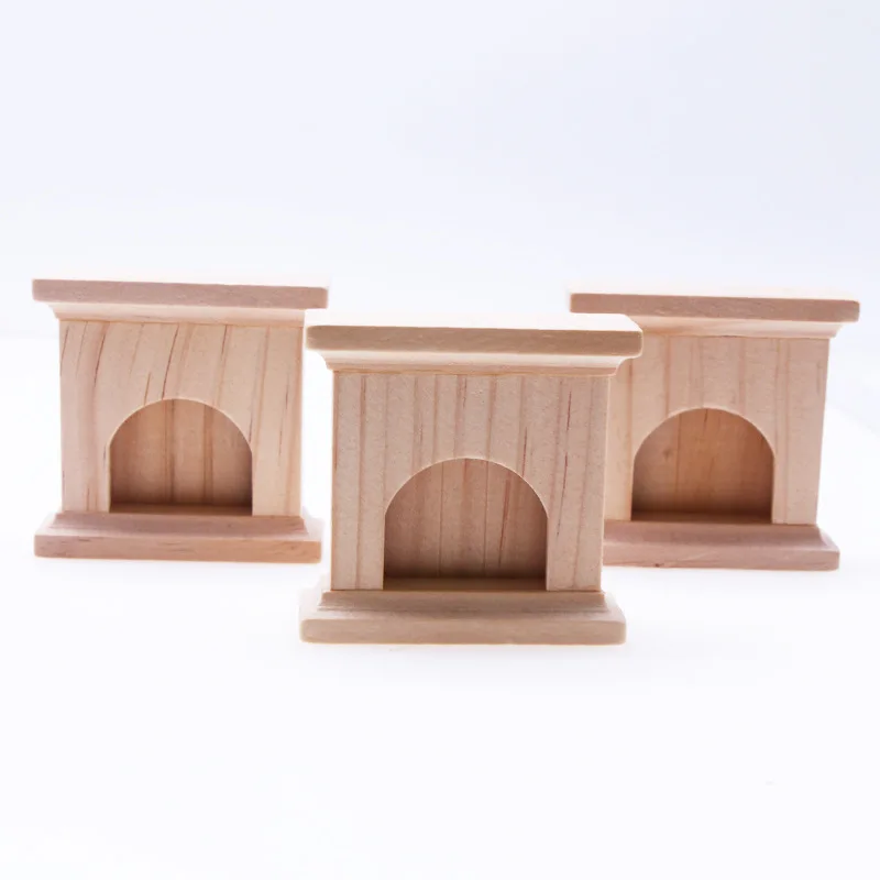 1PCS Dollhouse Miniature Simulation Furniture Vintage Natural Wooden Fireplace Model Home Creative Adornment Decoration