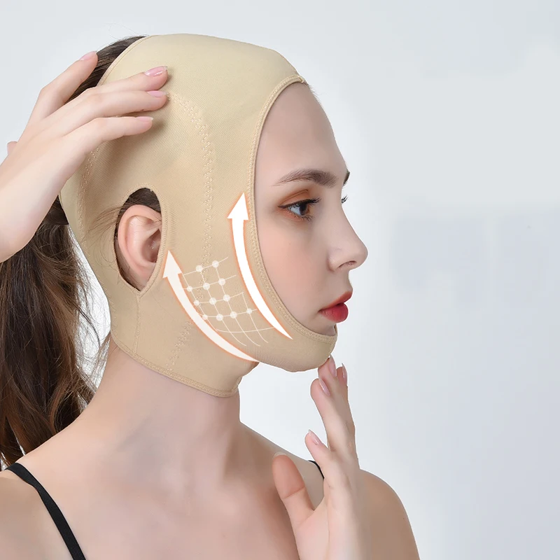 Bandage amincissant pour le visage à haute élasticité, ceinture qualifiée ale respirante, fuite latérale, oreille, infrarouge lointain, nano 3D, double lifting, V Shaper