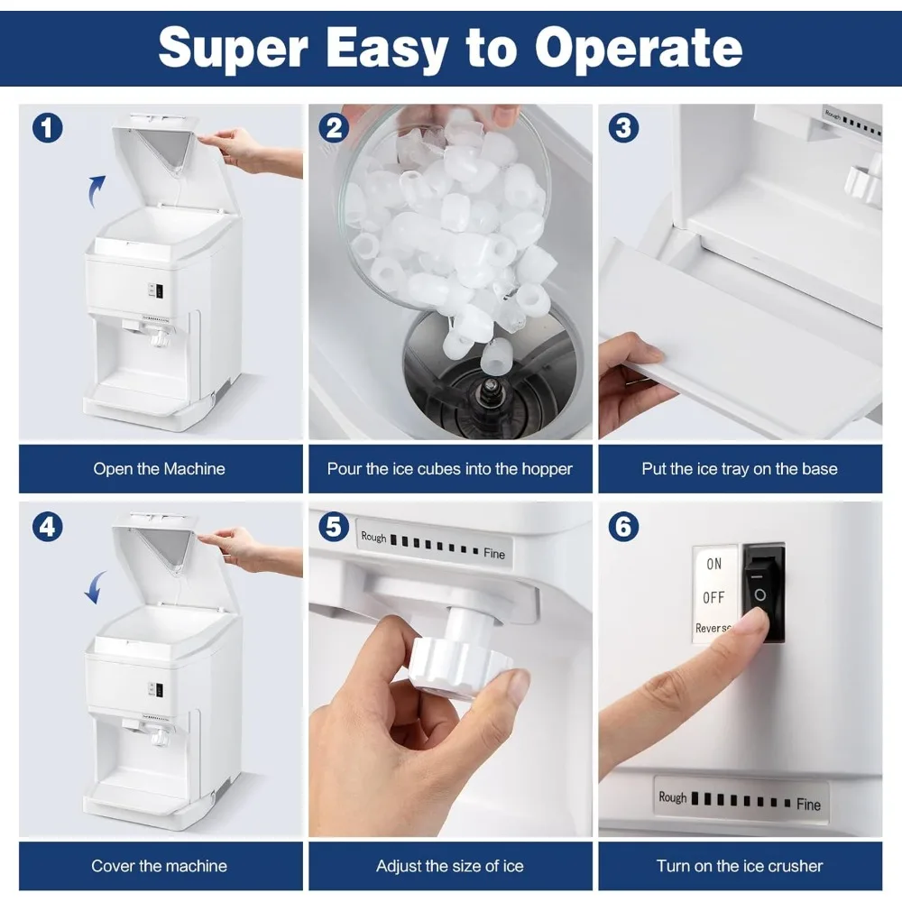 Haoyunma Elektrische Ijs Crusher Scheerapparaat, 460W Verstelbare Geschaafd Ijs Maker Machine, 265lbs/H, Sneeuwkegel Maker Voor Thuis En