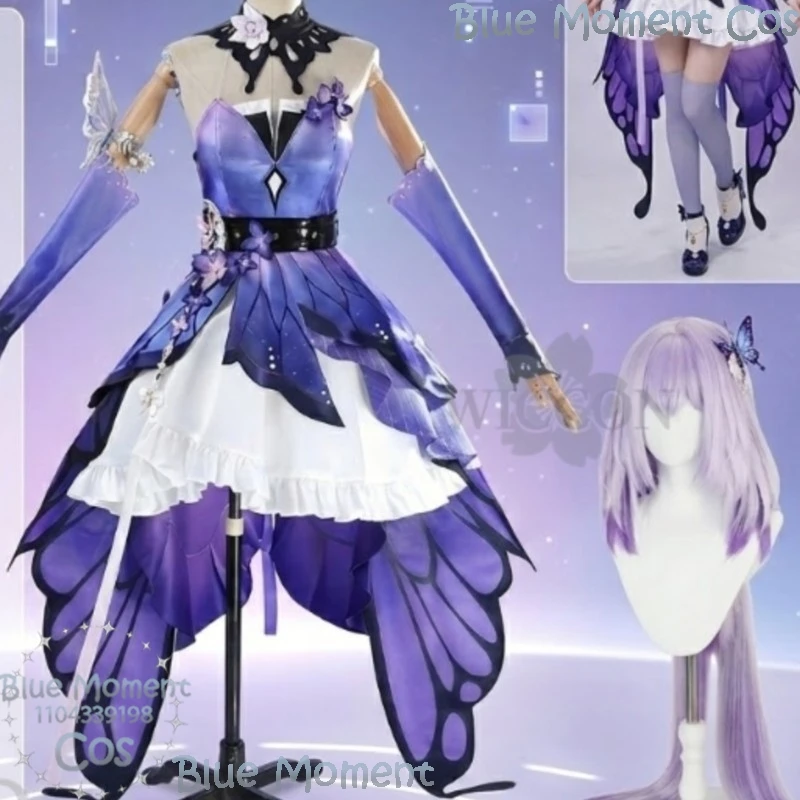 

Castorice Gossamer Flutter Purple Long Butterfly Train Dress Goth Lolita Wig Game Honkai：Star Rail Cosplay Comic Con Festival