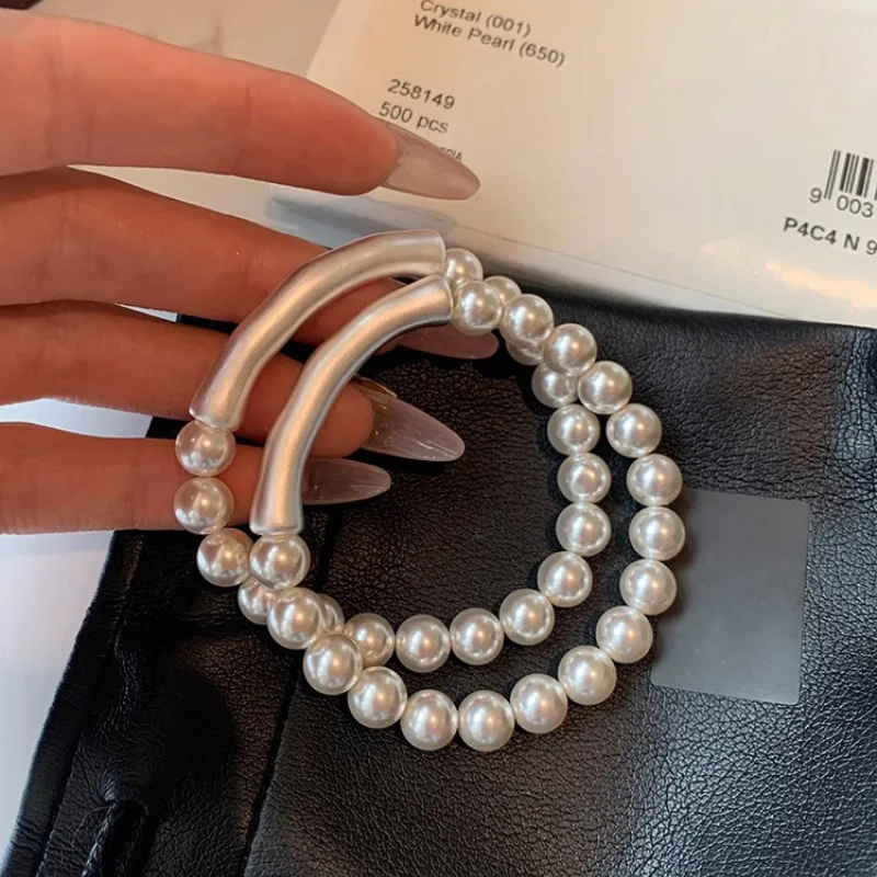925 Sterling Silver Bracelet Bead Ball Punk Matte Elastic Geometric For Woman Girl Fashion Jewelry Gift Dropship Wholesale