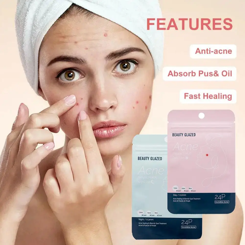 24 Patches Acne Patch Acne Pimple Patch Stickers Day Blemish Care Beauty Blackhead Face Removers Use Night Skin Hydrocolloi S3Z8