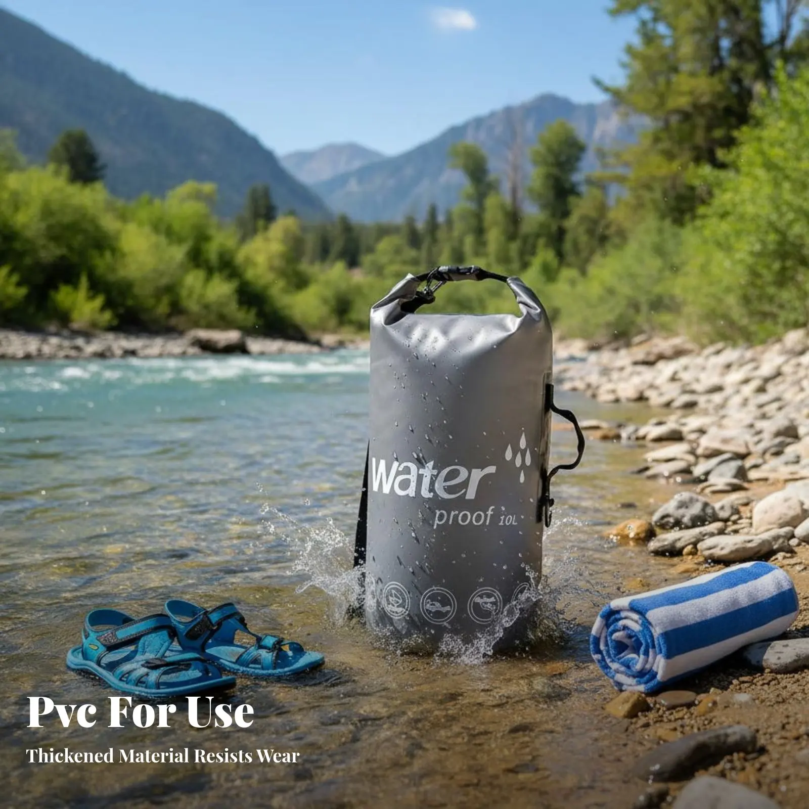 

Waterproof Pail Bag Sturdy Shoulder Strap Dry Bag PVC Buoyant Bag Packable Outdoor Gear Floats on Water for Kayakers, Beach