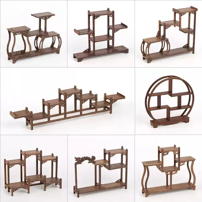 Chinese Kung Fu tea pot Crafts Display Holder Shelves Teapot Tea Set Wood carving Display Stand Decoration Home Tea Accessories