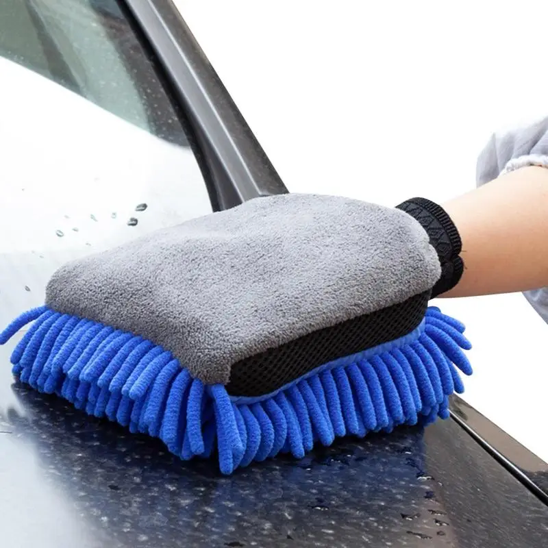 

Auto Wash Mitt Scratch Free 3 In 1 Mitt With Chenille Auto Washer Sponge Made With Coral Velvet Material For Car Auto Cleaning