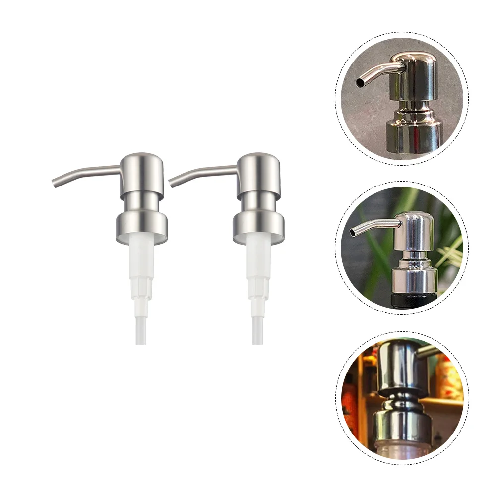 

2 Pcs Stainless Steel Pressure Pump Head Replacement Shampoo Bottles Soap Dispenser Lotion