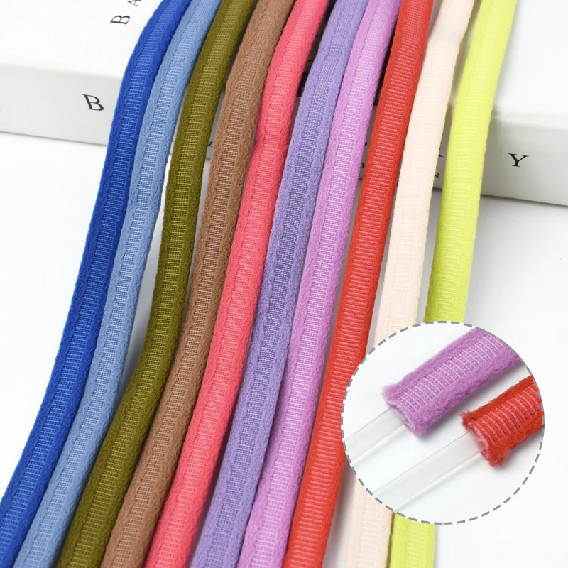 2/5/8/10/20M 10mm Bra Underwire Cover Tape Hollow Nylon Webbing Underwear Channeling Elastic Band Edge Protection Tubular Ribbon