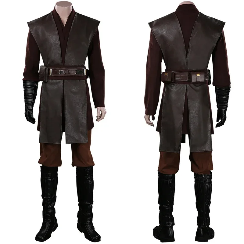25COSKnight Anakin Cosplay Costume da uomo Film Spazio Battaglia Guerriero Gioco di ruolo Fantasia in pelle Abbigliamento Uomo adulto Festa di Halloween