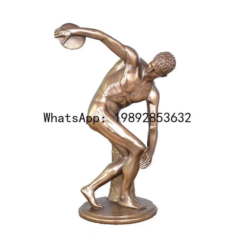 Modern Creative Discus Thrower Sports Figure Statue Office Desktop Ornament Resin