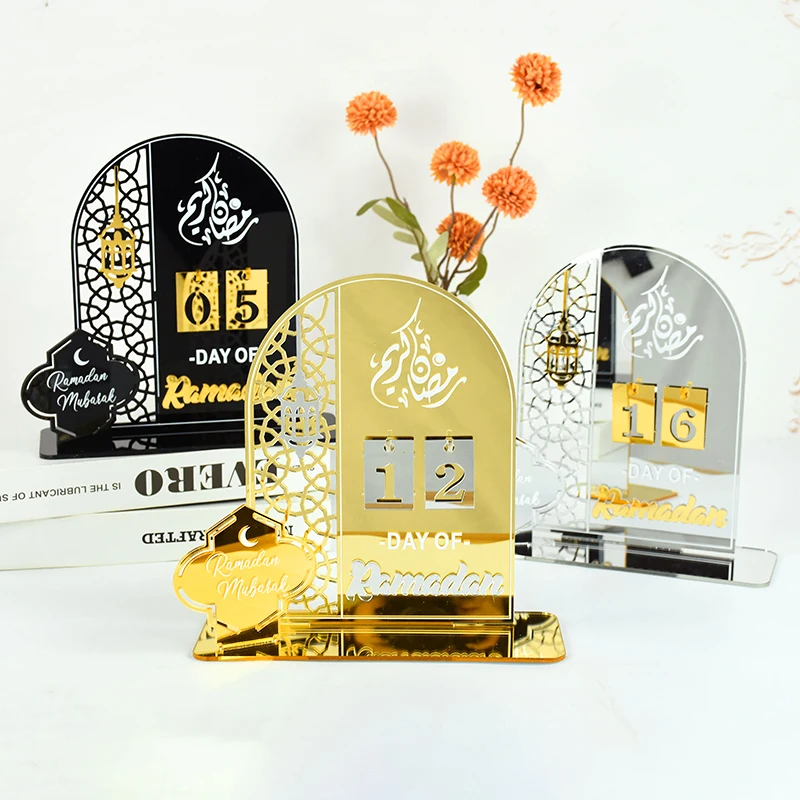 Eid Mubarak Acrylic Countdown Calendars Gifts Day Kareem Ramadan Ornaments Calendar With Replacing Number Muslim Home Decoration