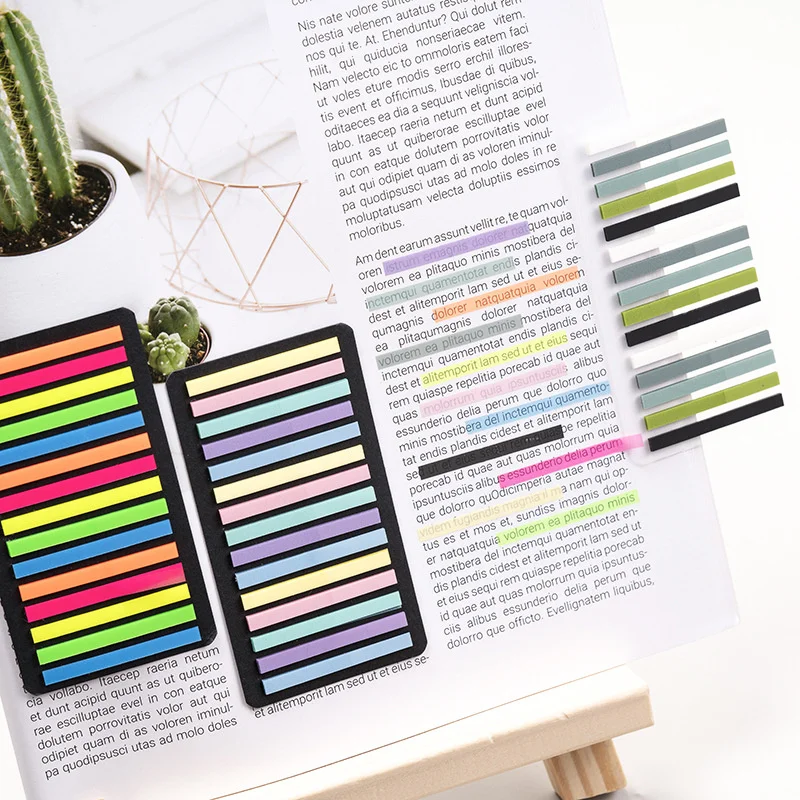 Professional Highlighter Index Sticky Strips, Book tabs tag Reading Markers, Clear See Through Sticky Notes