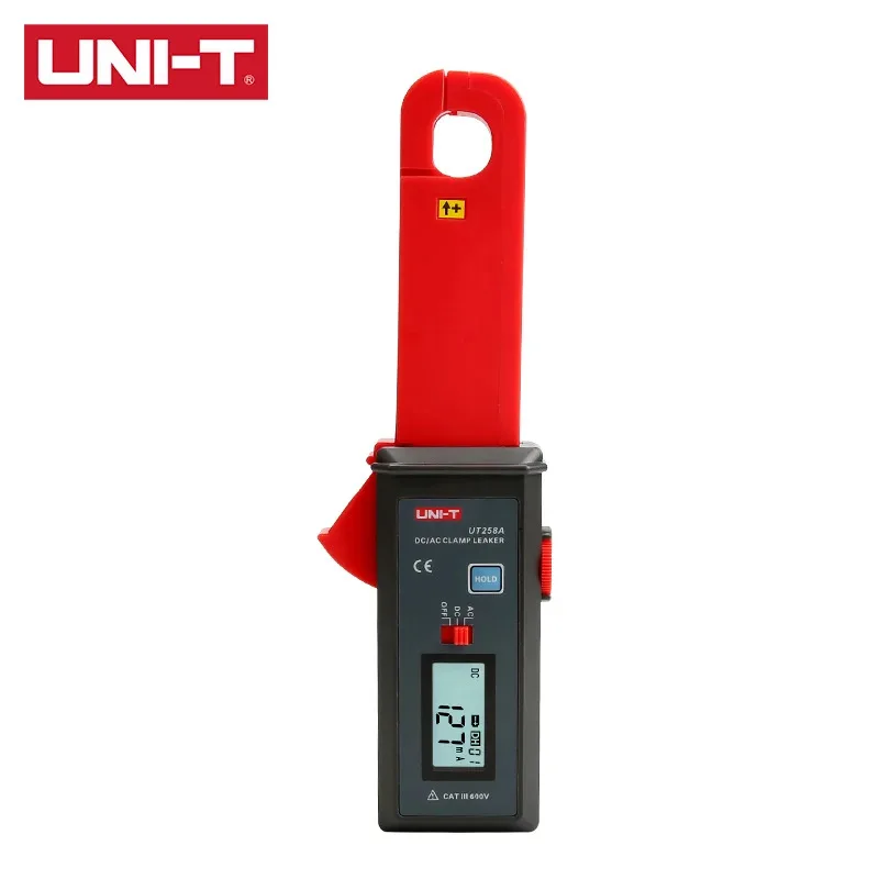 UNI UT258A AC/DC Leakage Clamp Meter 10000 Count Auto Range Measures 0mA-60A AC DC Leakage Current  7mm Jaw RS-232 Interface