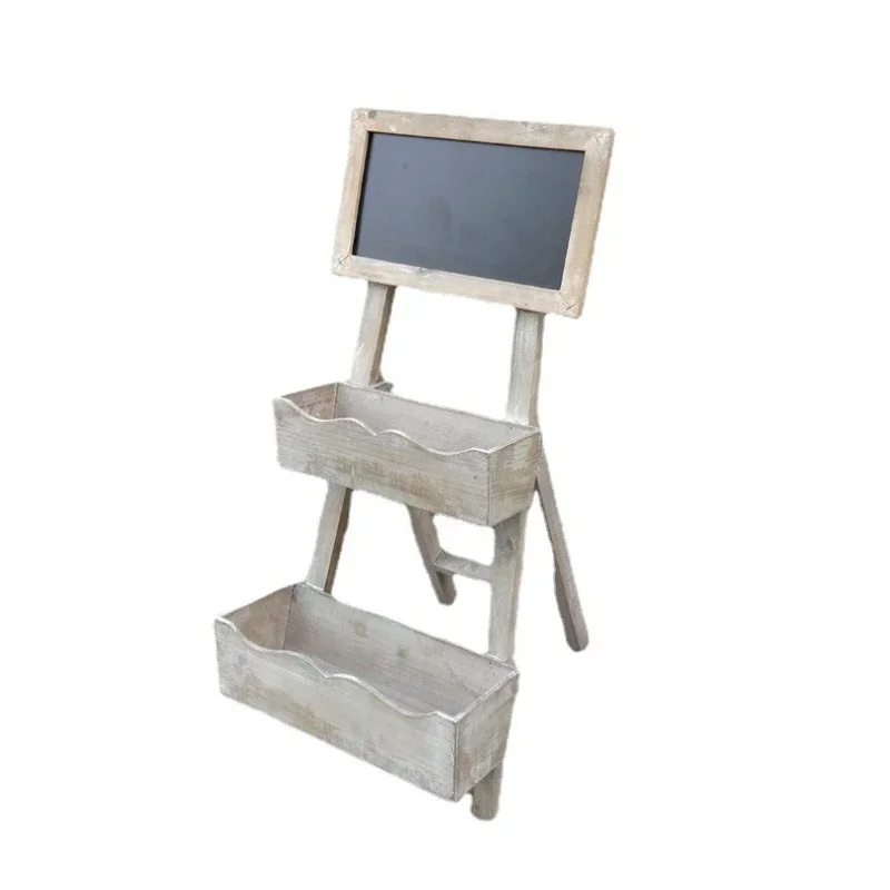 

Wooden retro old blackboard succulent flower stand multi-layer ornament creative store cafe soft decoration jewelry
