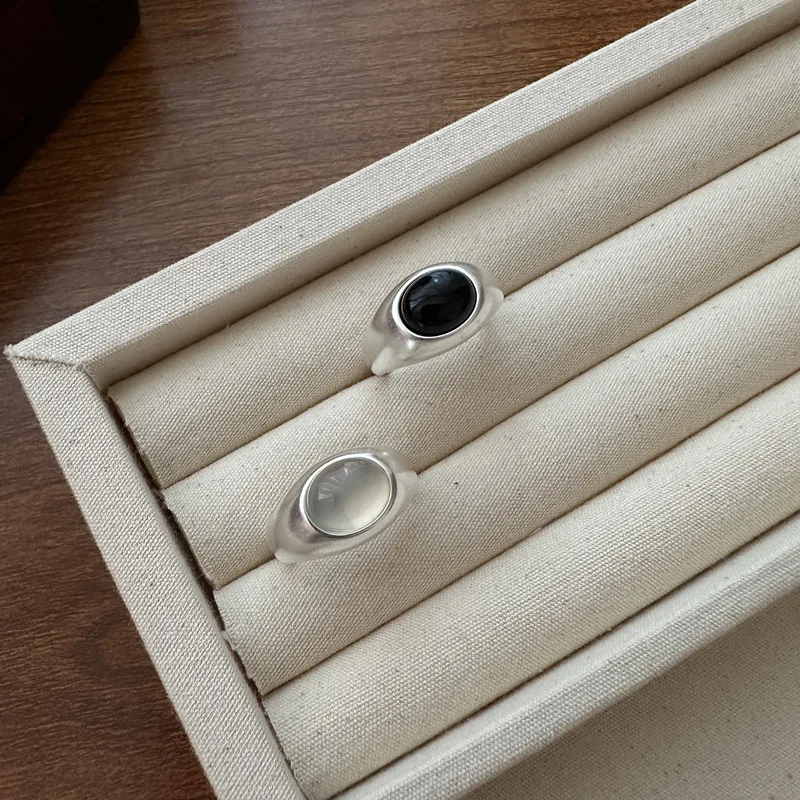 

Anillos De Mujer Plata 925 Por Mayor Sterling Silver Korean Style Simple Matte Design Agate Ring