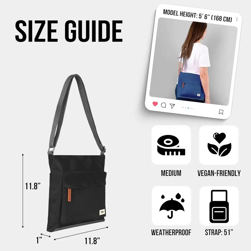 ミディアム ナイロン クロスボディ バッグ - 女性と男性向けのチャンキー ジッパー付きの小さなバッグ - ケニントン スタイル