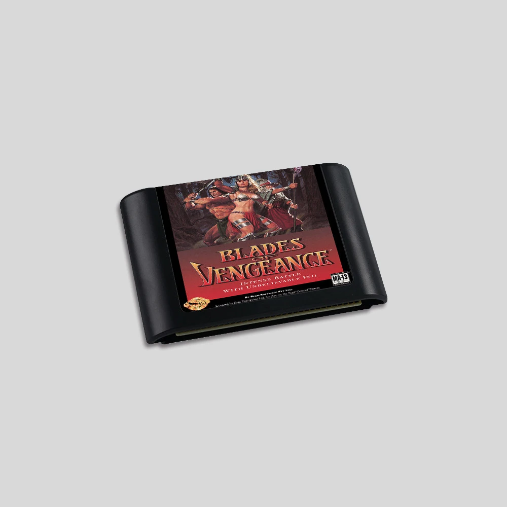 Blades of Vengeance USA EUR MD Game Cartridge Box Manual For Sega 16 bit Mega Drive Genesis Consoles