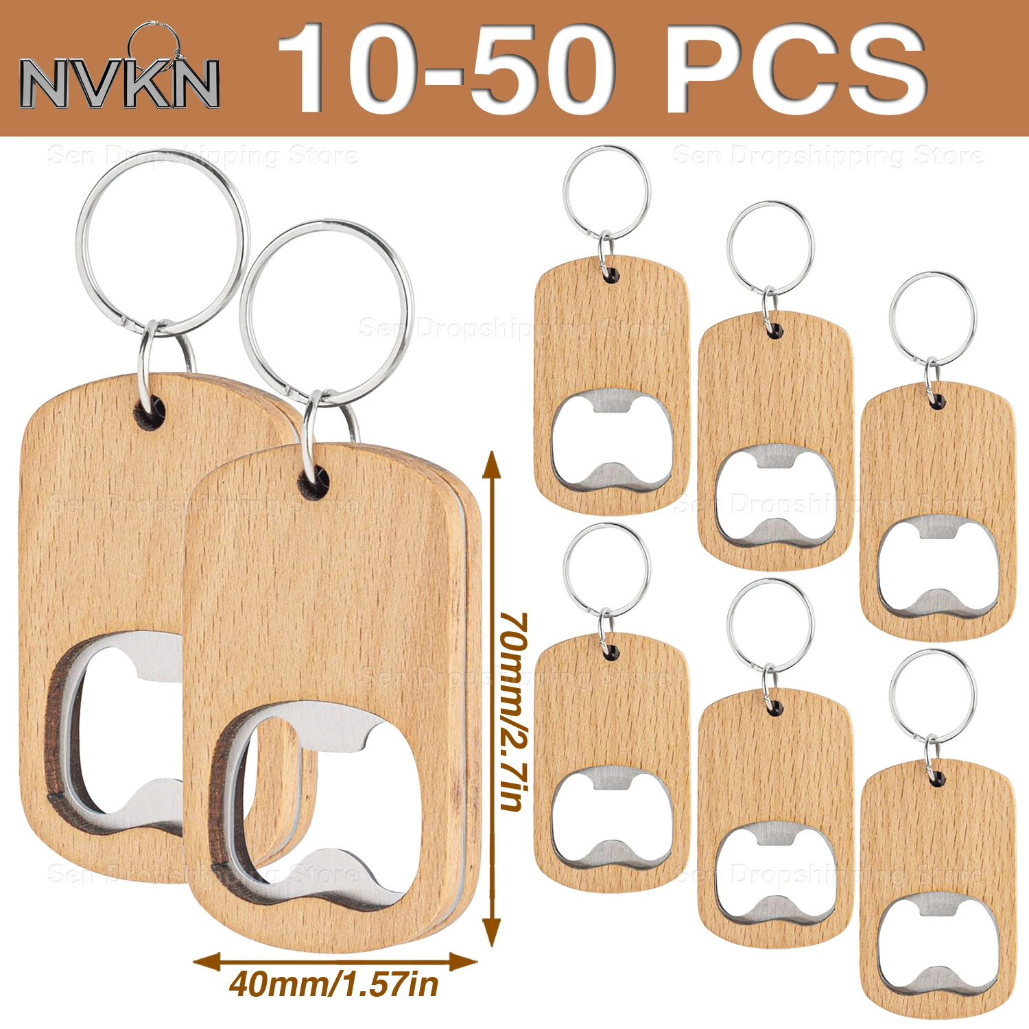 Porte-clés ouvre-bouteille en bois de réativité 10-50 pièces-porte-clés utile pour les bagages, les porte-clés de voiture et les cadeaux d'entreprise