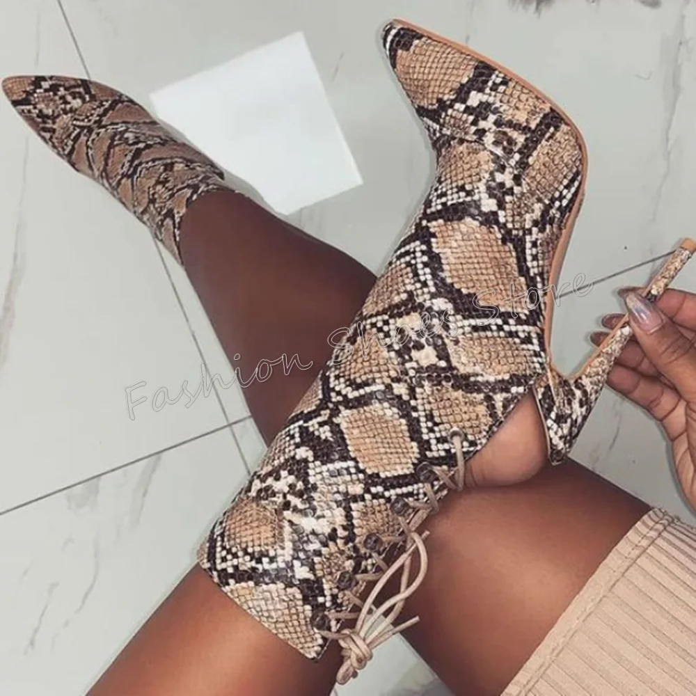 Snakeskin Pointed Toe Back Strap Boots Stilettos High Heels High Heel Shoes for Women Fashion Heels 2024 New Zapatos Para Mujere