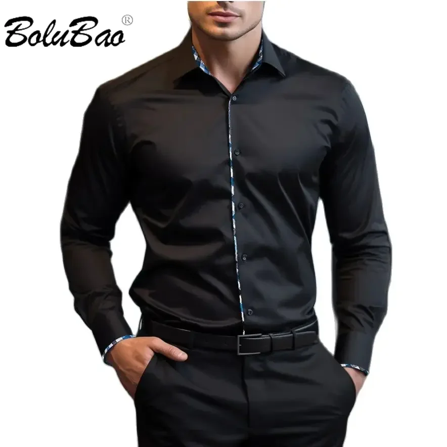 

BOLUBAO 2024 Outdoor Casual Shirt For Men Solid Color Business Slim Top High Quality Design Hot Casual Street Wear Shirt For Men