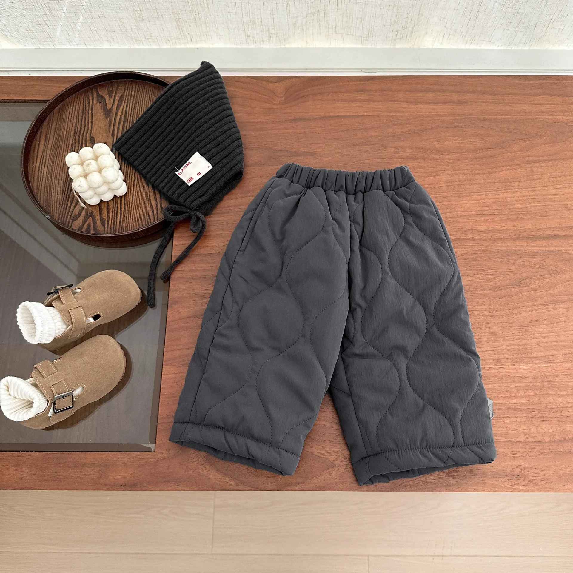 

2025 Children's Winter Boys and Girls Baby Quilted Thickened Casual Straight Pants Warm Wide-Leg Pants