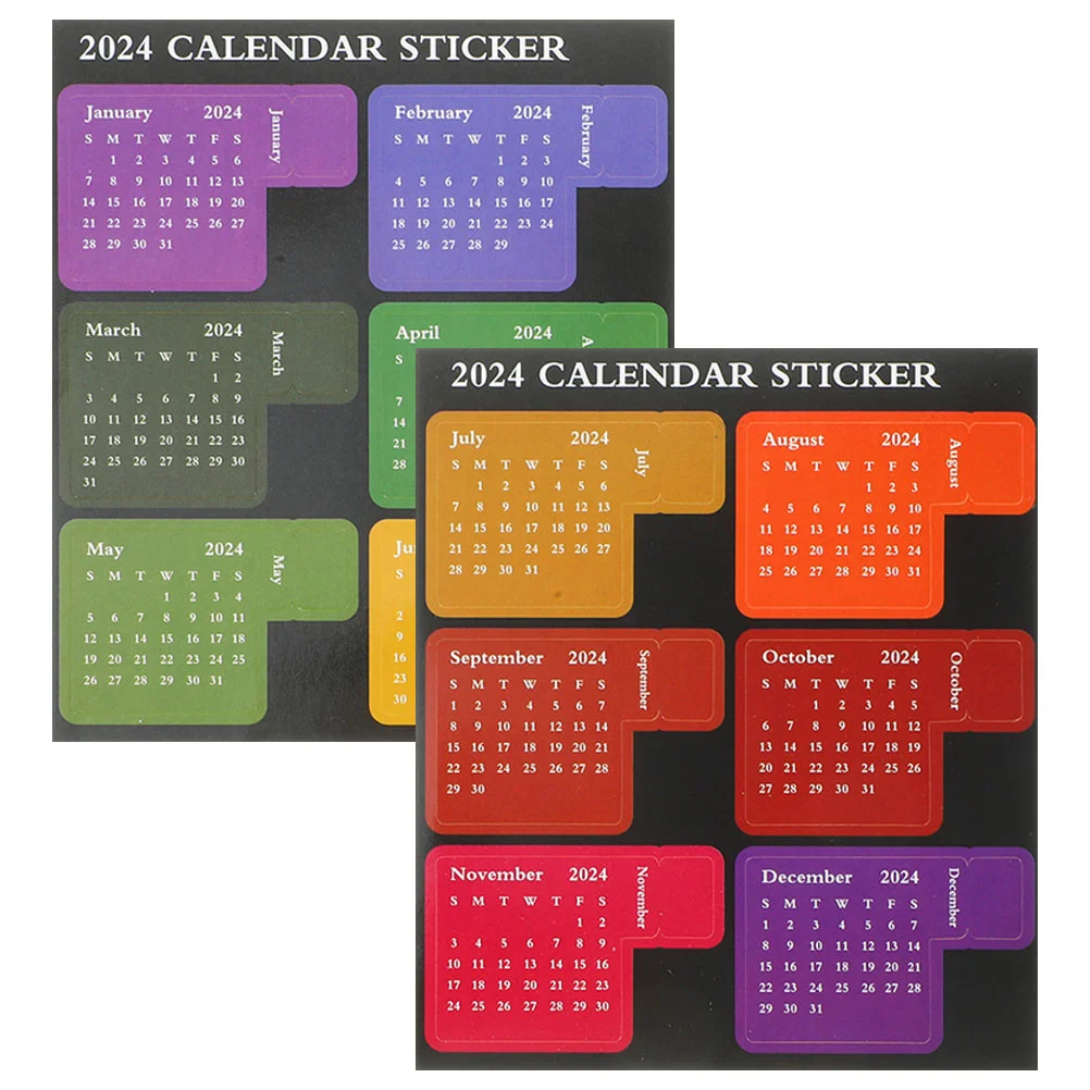 Stickers 2024 Index Post Notepad Month Sticky Monthly Calendar Colorful Compact Book Tabs Office