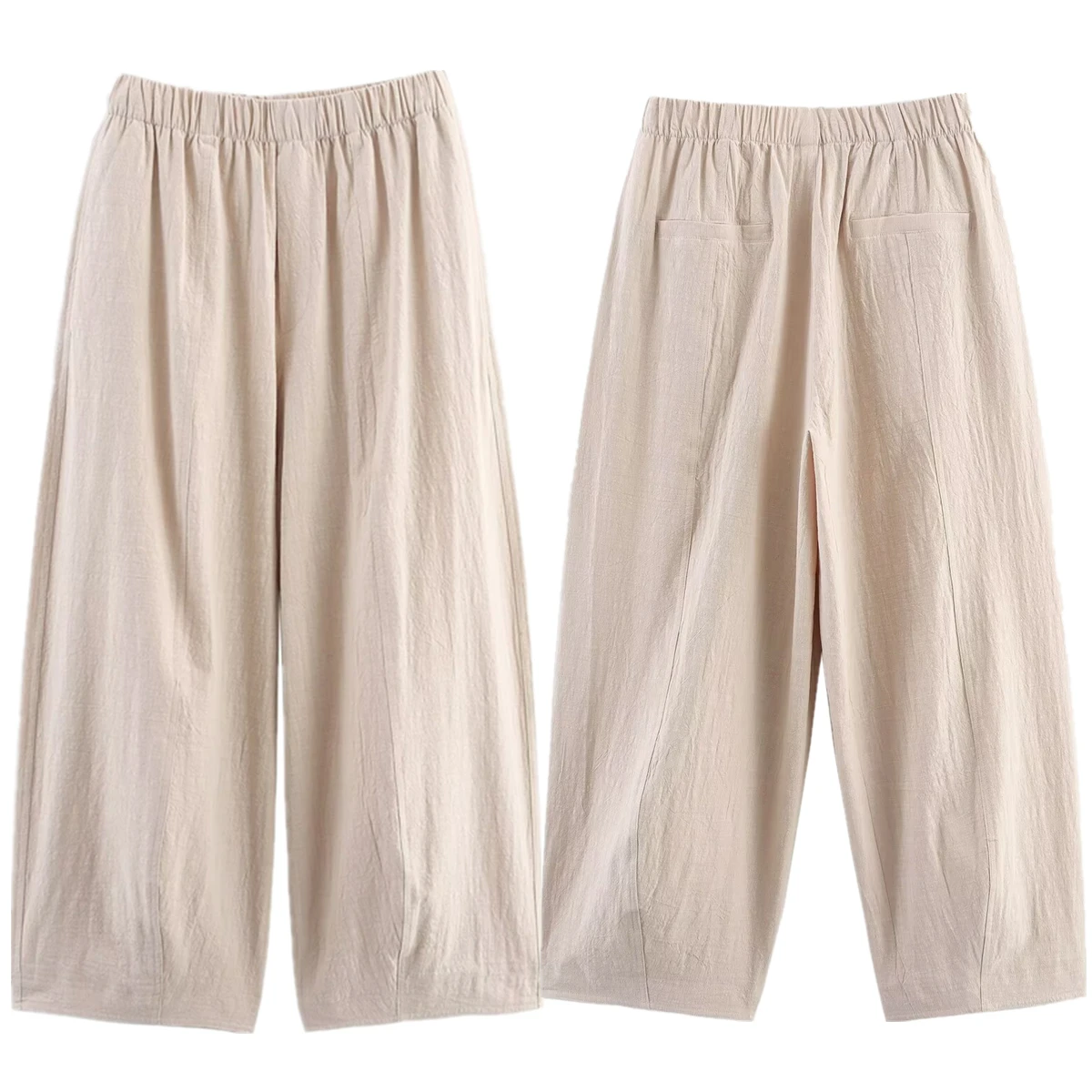 

Dave&Di French Lazy Texture Light Khaki Casual Pants Nordic Minimalist Autumn Loose Harem Pants Women Casual Trousers