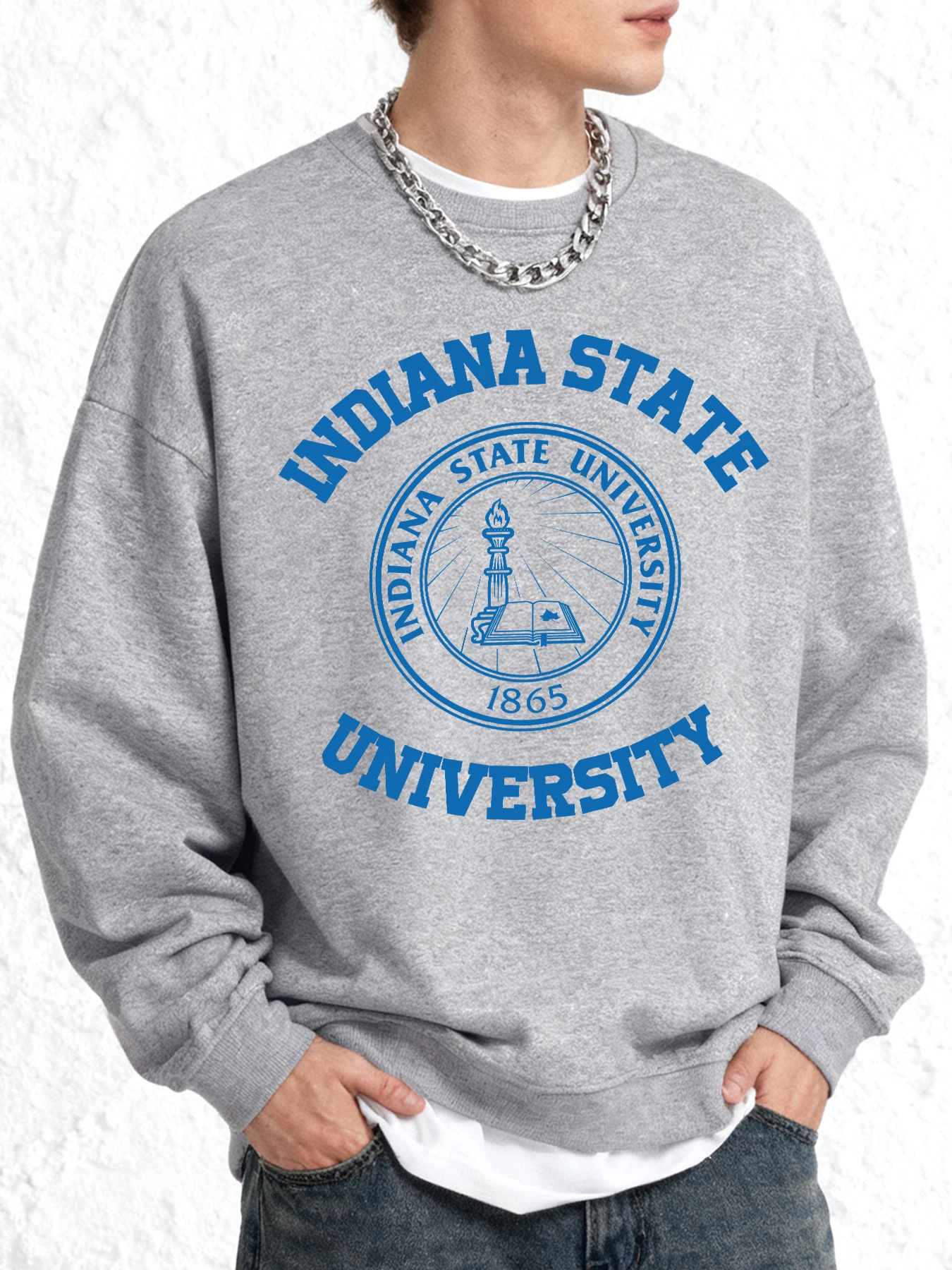 Indiana State Unuversity Prints-ropa deportiva para hombre, sudadera de gran tamaño que combina con todo, jerséis de moda, ropa informal Vintage