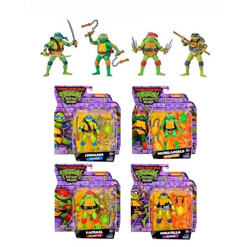 Playmates Teenages Mutants Ninja Turtles Movable Joint Action Figure Leonardo Raphael Figure Model Toys Collect Ornaments Gifts