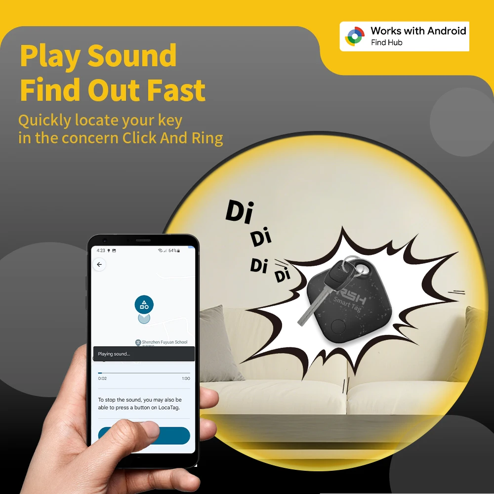 RSH Official Brand 1/ 4PCS GPS Tracker Android Positioning Device Cool Fashion Vehicle locator Pet Tracker via Google's Find Hub