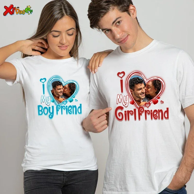 Valentine's Day Matching Family Outfits Couple T Shirt Personalized Photo T Shirt Christmas Clothing Party Shirt Outfits Familia