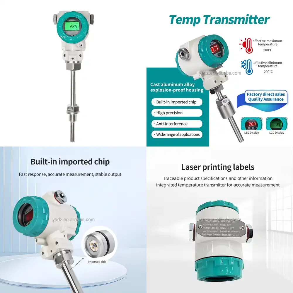 

Industrial Stainless Steel PT100 Temperature Sensor for 4-20mA Transmitter with Digital Display for NPT 1/2 Inch Thread