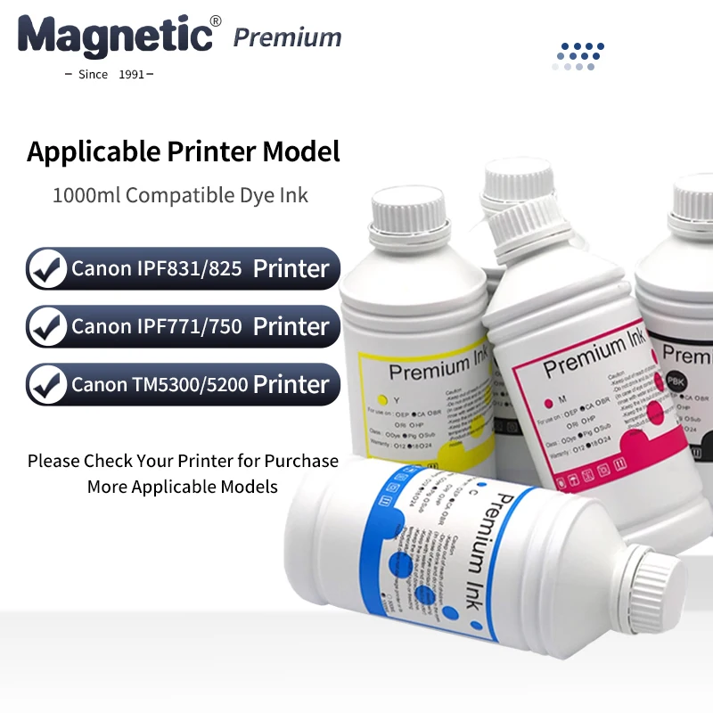

1000ML Compatible Dye Ink For Canon IPF810 IPF815 IPF831 IPF825 IPF610 IPF765 IPF771 IPF750 IPF9010s TM5300 TM5200 Printer