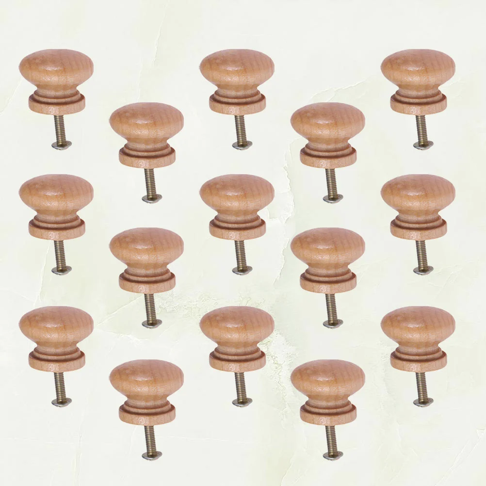 15 Pcs Dresser Pull Knob Wooden Door Knobs Supplies Cabinet Mushroom Drawer