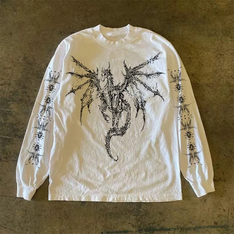 

300G Heavy Simple Style American Loose Student High Street Long-sleeved T-shirt Crew Neck Loose Top Cleanfit