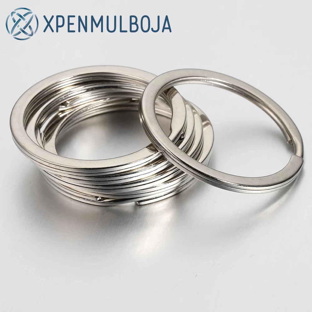 

100pcs Flat Line Split Rings Keyring 15/20/25//28/30/35mm Round Stainless Steel Key Ring for Jewelry Making Keyfob DIY Keychains