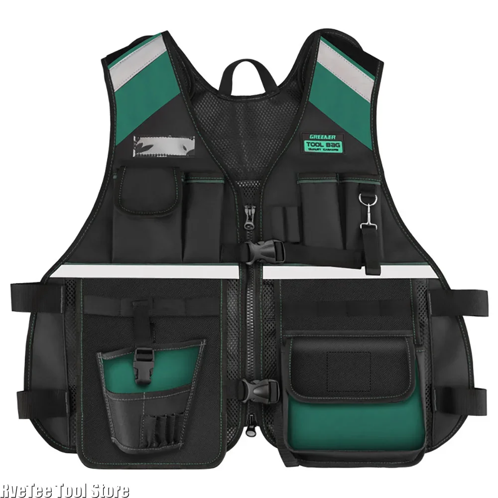 

Greener Vest Toolbag Electrician Carpenter's Special Tool Pouch with Adjustable Shoulder Straps Maintenance Work Tools Packaging