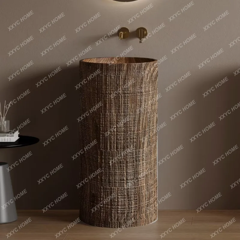 

Acrylic artificial stone solid surface colored base sink wood grain bathroom sinkY