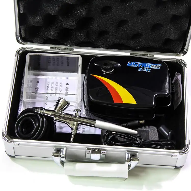 

USTAR UA-110019 Airbrush kit R-201A 0.4mm Air Pump Set black