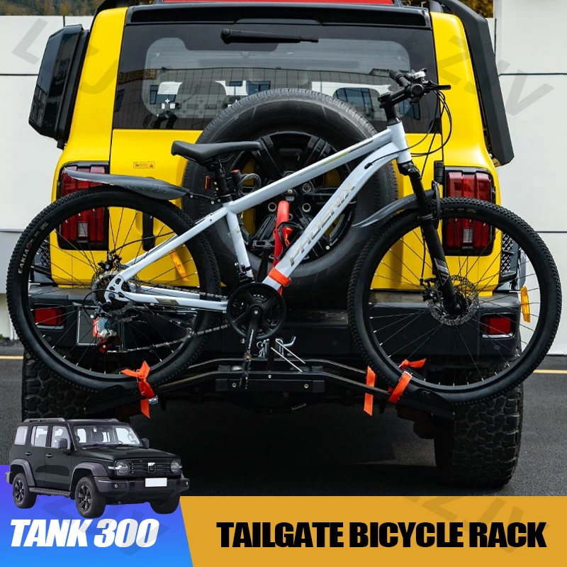 Car Tailgate Bicycle Rack for Great Wall GWM WEY Tank 300 Tow Hitch-Mounted Foldable Rear Bike Carrier Modification Accessories