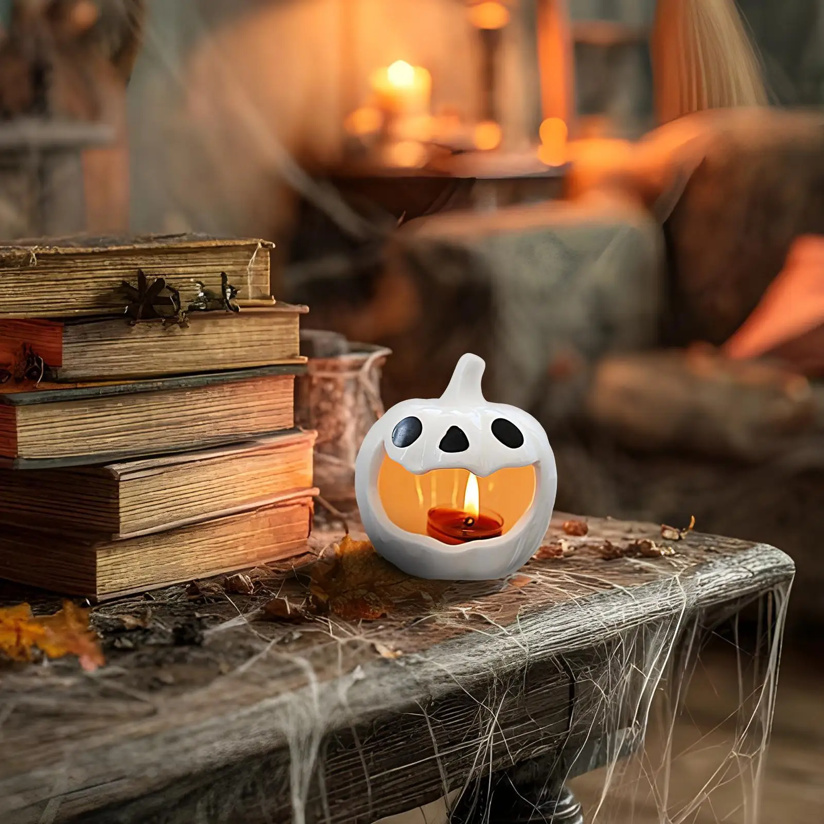 

Ceramic Candle Holder Desk Pumpkin Candlestick Ceramic Candle Holder Desktop Atmosphere Ornament For Mantel Bathroom Living Room