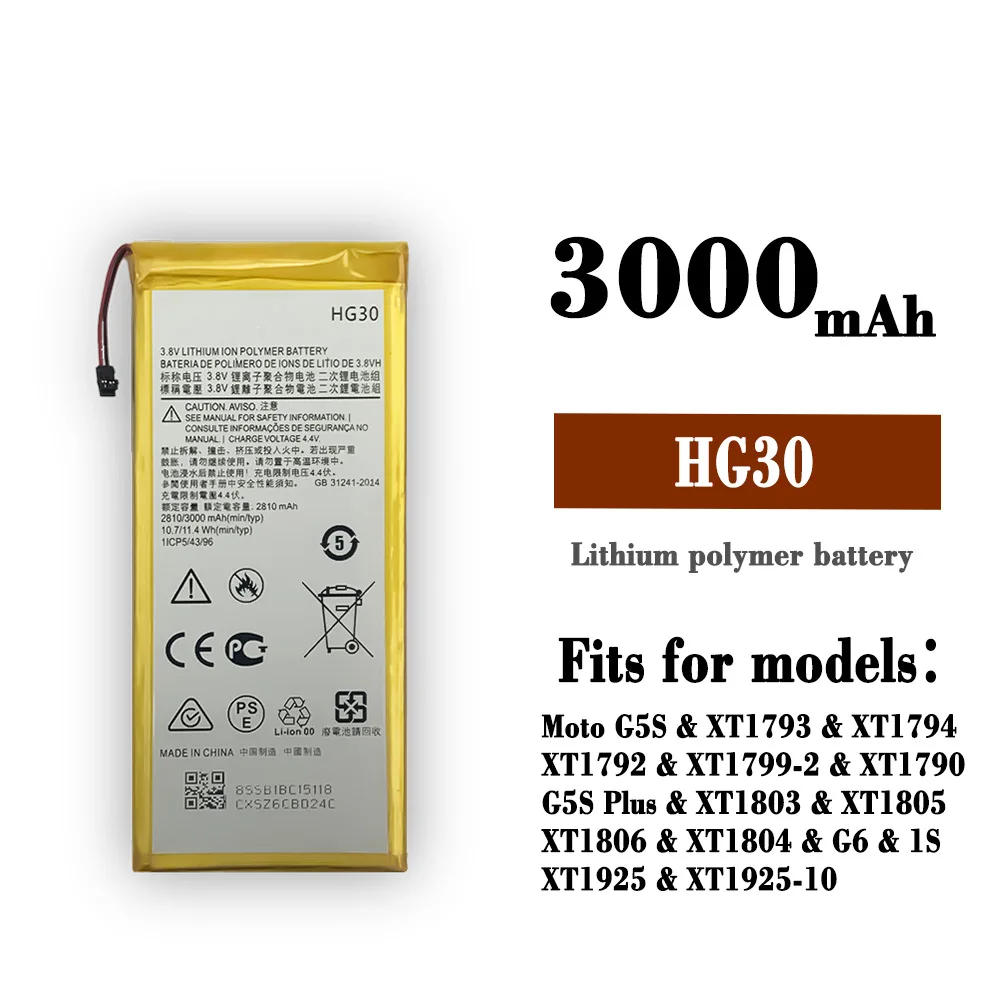 

Mobile Phone Replacement Battery For Motorola Moto G5S Plus G6 XT1806 G6 20Plus HG30 Mobile Phone Built-in Battery