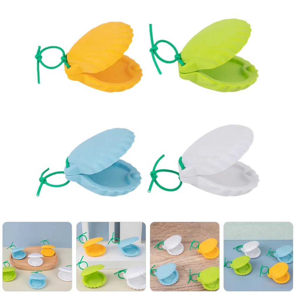 4 Pcs Shell Castanets Percussion Instrument Small Handheld Musical Instruments for Kids Waving Board