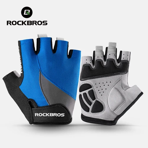 Imagen 2 del producto ROCKBROS guantes de medio dedo para bicicleta MTB Road Primavera Verano pantalones cortos transpirables guantes de bicicleta hombres mujeres guantes de ciclismo acolchados de Gel