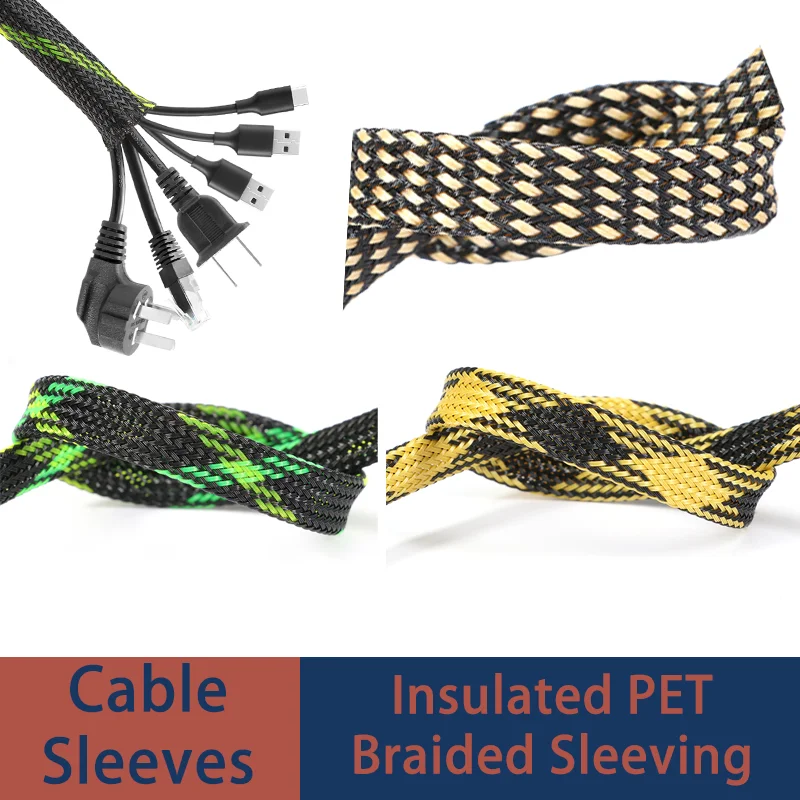 

1 ~ 10m Insulated PET Braid Sleeving2 4 6 8 10 12 14 16 20 25 30mm High Density Wire Wrap Nylon Insulated Cable Protector Sheath