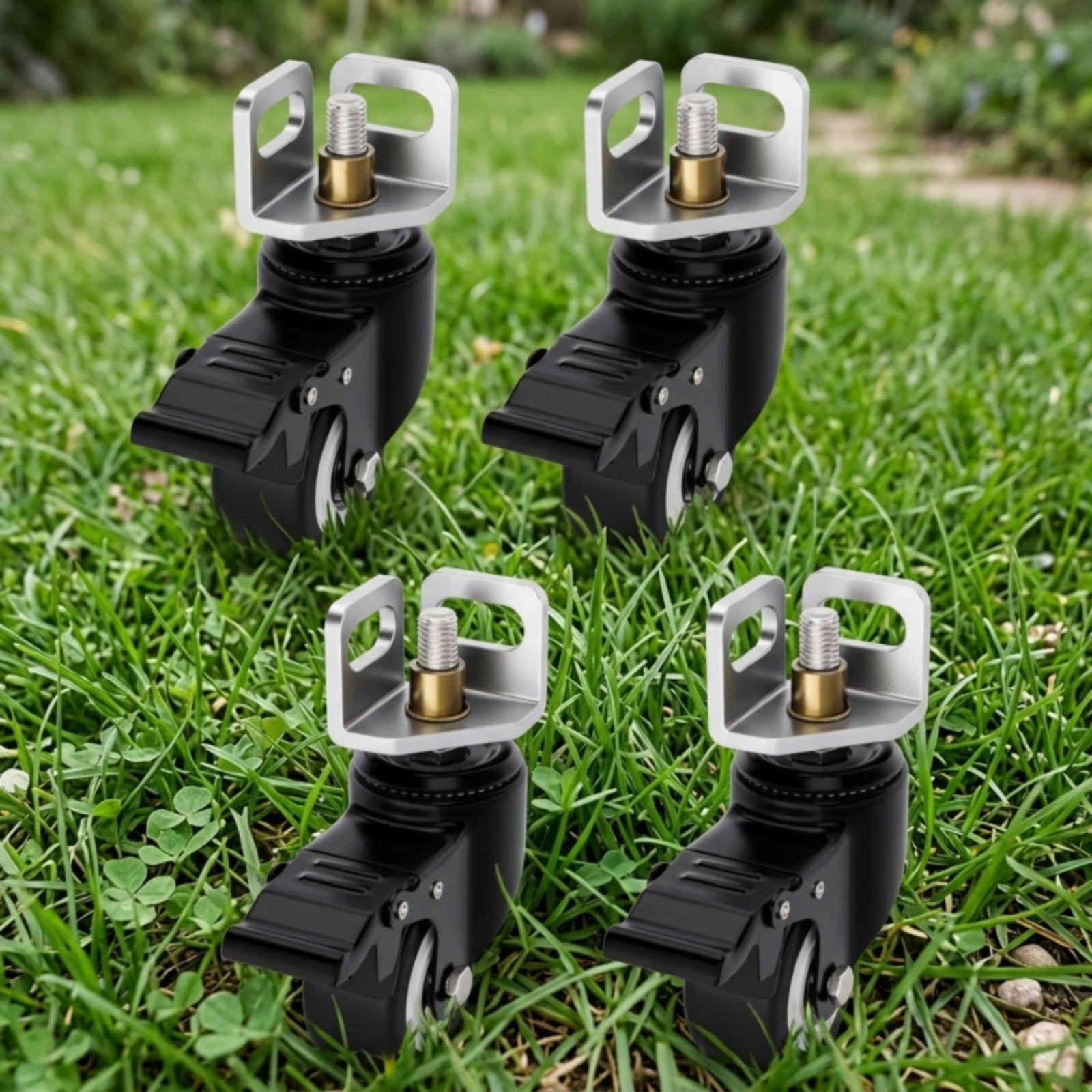 4 Pieces Angle-Steel Caster Threaded Stem L-Bracket Casters Caster Wheel with Bracket Smooth Rolling Hardware Non-Marking