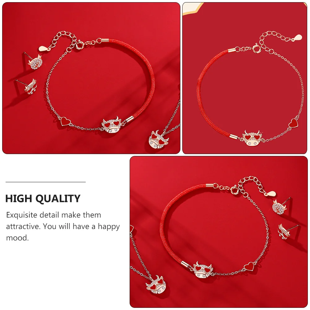 

Sterling Silver H Chain Rhinestone Cattle Zodiac Ox Bracelet Women Simple Style Bangle Creative Wristb Year Daily
