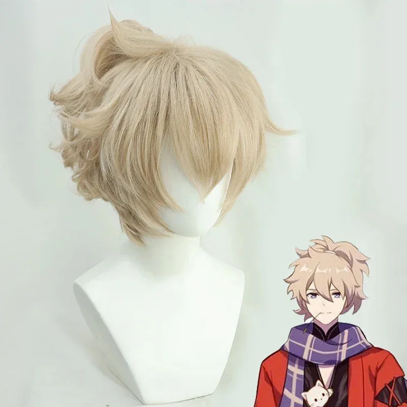 wiwiwi 123Game of Kaedehara Cosplay Wig Curly Ponytail Genshin Impact Kazuha's Friend Halloween view 2