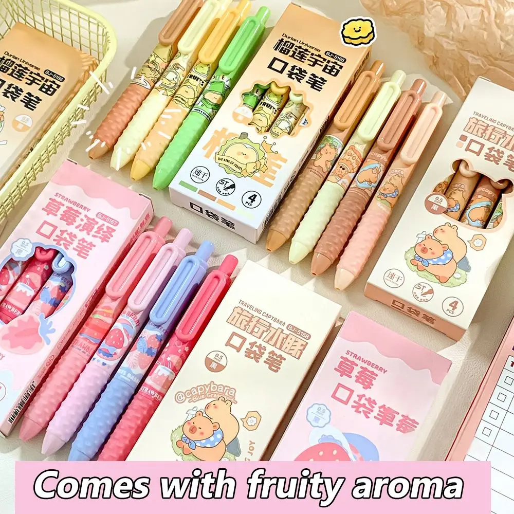 

4 шт./кор. гелевая ручка с наконечником ST, быстросохнущая шариковая ручка прессового типа, 0,5 мм, черные чернила с ароматной нейтральной ручкой, специальные характеристики для студентов